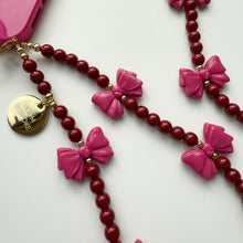 Load image into Gallery viewer, ‘BURGUNDY BOWS’ BOOM BESPOKE PHONE BEADS
