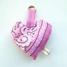 Load image into Gallery viewer, PINK BOOM BANDANA PUFFY HEART KEYRING/BAG CHARM
