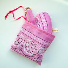 Load image into Gallery viewer, PINK BOOM BANDANA PUFFY HEART KEYRING/BAG CHARM
