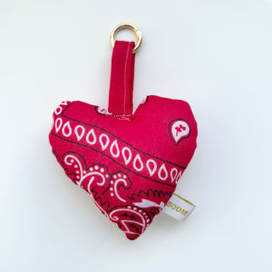 BRIGHT PINK BOOM BANDANA PUFFY HEART KEYRING/BAG CHARM