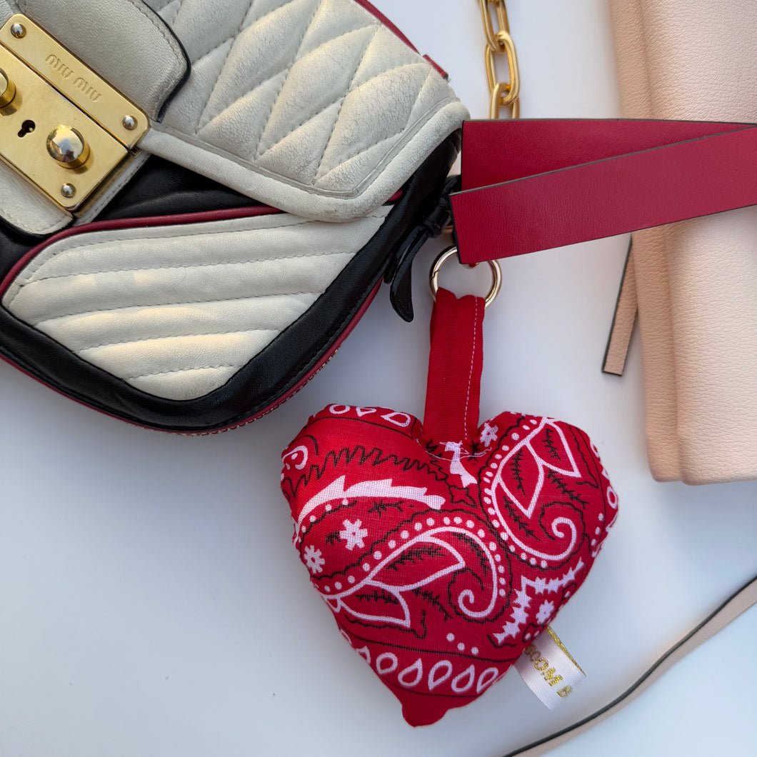 RED BOOM BANDANA PUFFY HEART KEYRING/BAG CHARM