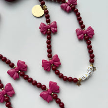 Load image into Gallery viewer, ‘BURGUNDY BOWS’ BOOM BESPOKE PHONE BEADS
