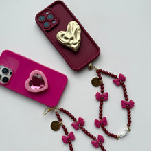 Load image into Gallery viewer, ‘BURGUNDY BOWS’ BOOM BESPOKE PHONE BEADS
