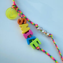 Load image into Gallery viewer, ‘SMILE’ LARGE BRIGHT CORD CRYSTAL BEADED BAG CHARM / KEYRING BY BOOMBESPOKE
