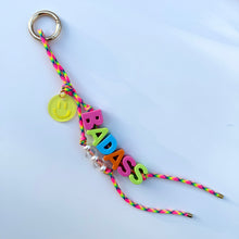 Load image into Gallery viewer, ‘BADASS’ LARGE BRIGHT CORD CRYSTAL BEADED BAG CHARM / KEYRING BY BOOMBESPOKE
