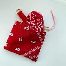 Load image into Gallery viewer, RED BOOM BANDANA PUFFY HEART KEYRING/BAG CHARM
