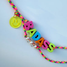 Load image into Gallery viewer, ‘BADASS’ LARGE BRIGHT CORD CRYSTAL BEADED BAG CHARM / KEYRING BY BOOMBESPOKE
