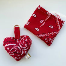 Load image into Gallery viewer, RED BOOM BANDANA PUFFY HEART KEYRING/BAG CHARM
