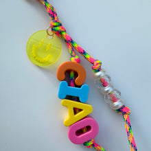 Load image into Gallery viewer, ‘CIAO’ BRIGHT CORD CRYSTAL BEADED BAG CHARM / KEYRING BY BOOMBESPOKE
