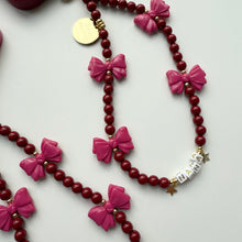 Load image into Gallery viewer, ‘BURGUNDY BOWS’ BOOM BESPOKE PHONE BEADS
